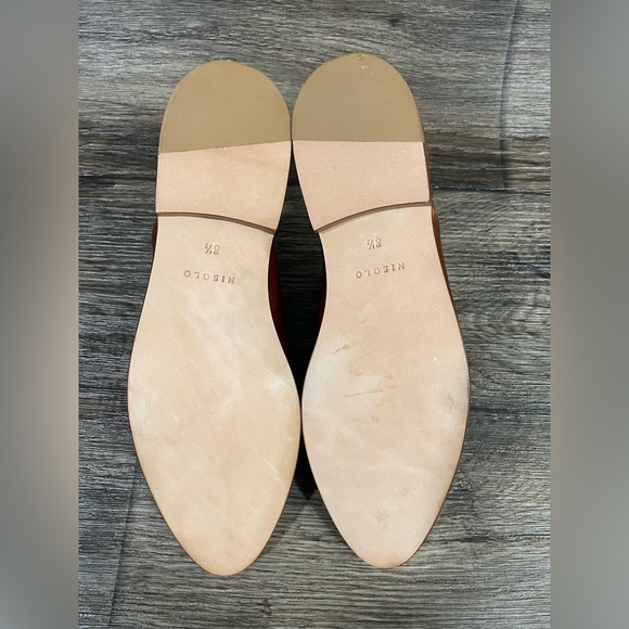 NISOLO Anthropologie Emma d'Orsay Leather Slip On Oxford 2.0 Brandy Sz 8.5 NWOB - Picture 12 of 13